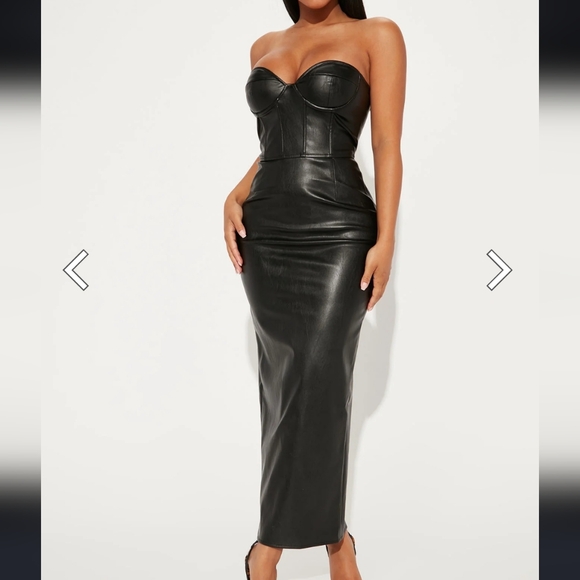 Fall Leaves Faux Leather Strapless Dress sz XL - Picture 6 of 8